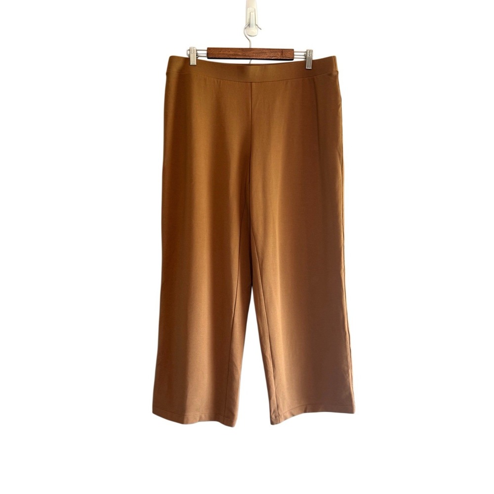 Pure J Jill Affinity French Terry Wide Leg Pants Pull On Pima Cotton Brown Lg P